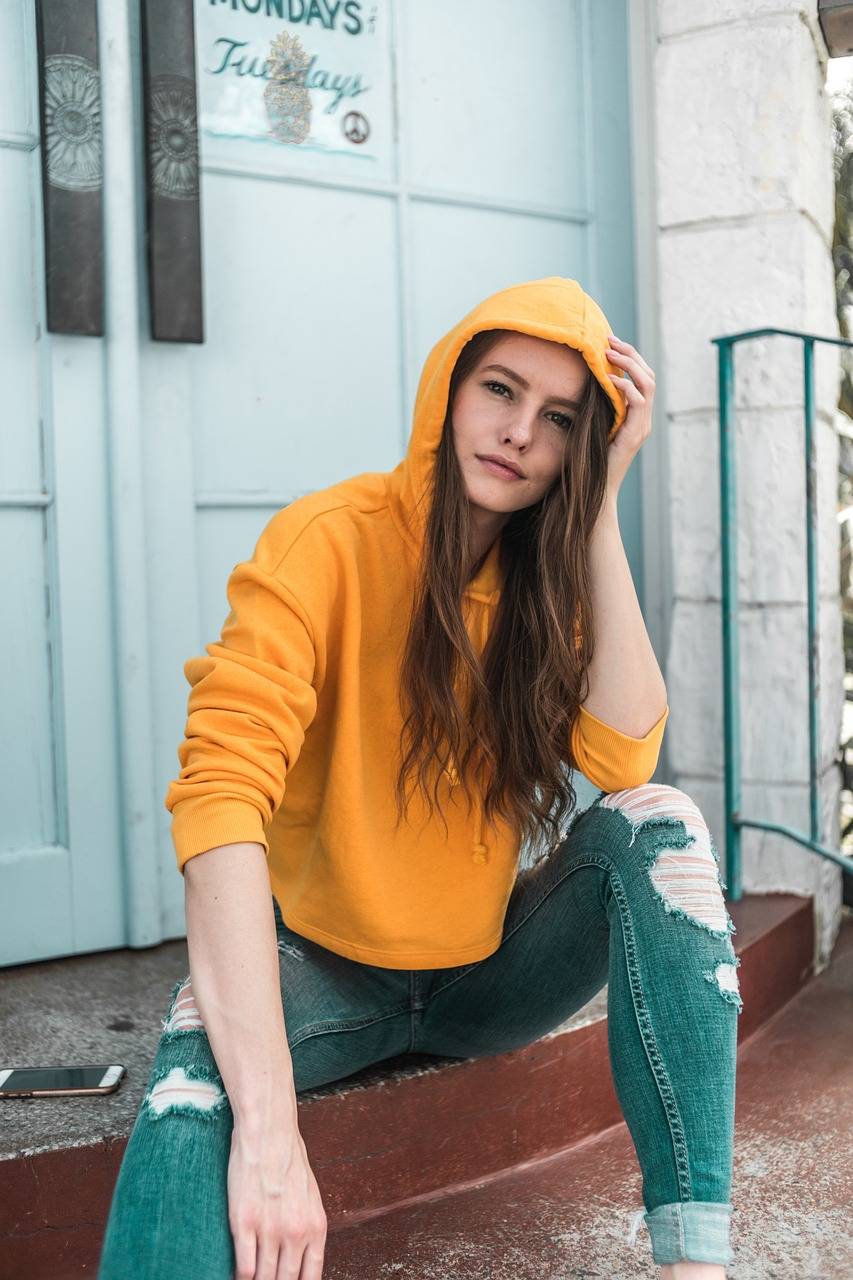 woman, porch, sitting